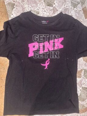 Black Graphic Tee with Pink 'Get In Pink' Print